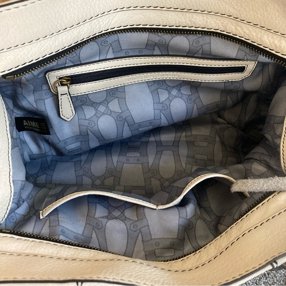 Aimee Kestenberg Large Cream Pebbled Leather Bag Top Handle Cross body 10x13 - Picture 5 of 6